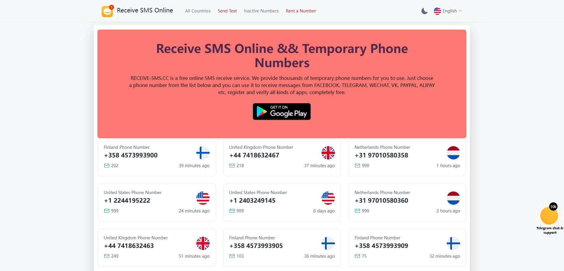 Receive SMS Online
