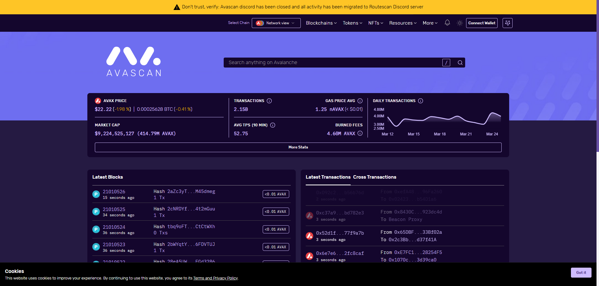 Avalanche Blockchain Explorer